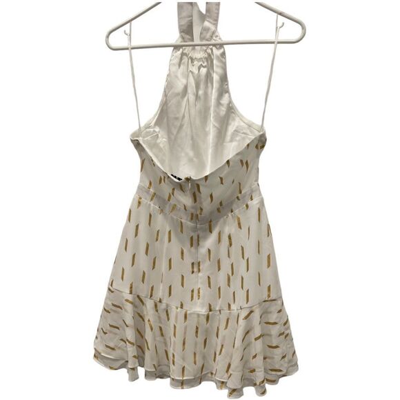 Yumi Kim Revolve Ginny Halter Neck Mini Dress In Dash Foil Ivory And Gold.Size M - Picture 7 of 16